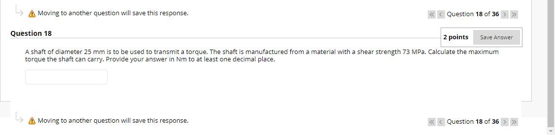 A Moving To Another Question Will Save This Response Question 18 Of 36 Question 18 2 Points Save Answer A Shaf 1