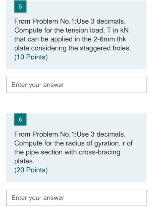 1 Use 3 Decimals Compute For The Safe Value Of Tension Load T In Kn That Can Be Applied In The System As Shown Below 4