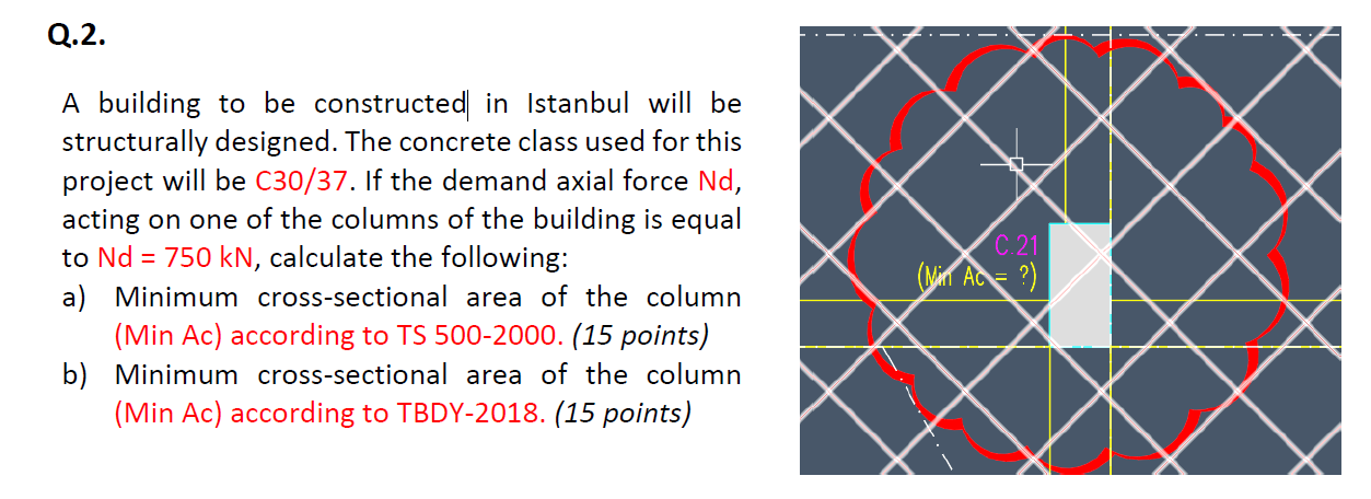 Q 2 A Building To Be Constructed In Istanbul Will Be Structurally Designed The Concrete Class Used For This Project Wi 1