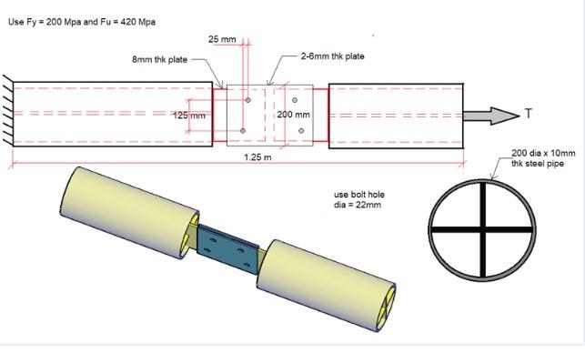 Use Fy 200 Mpa And Fu 420 Mpa 8mm Thk Plate 125 Mm 25 Mm 1 25 M 2 6mm Thk Plate 200 Mm O Use Bolt Hole Dia 22mm 11 1