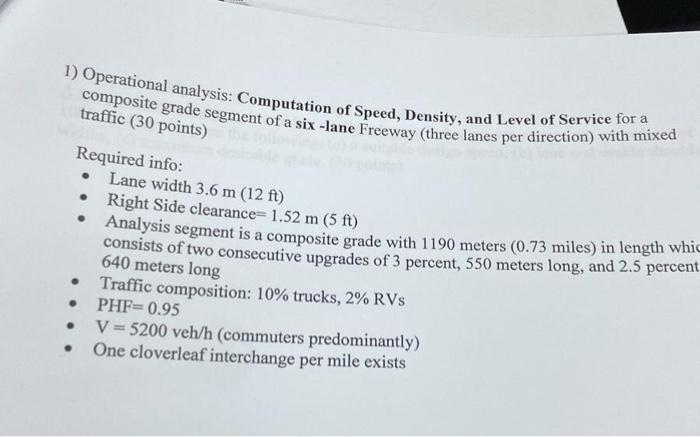 1 Operational Analysis Computation Of Speed Density And Level Of Service For A Composite Grade Segment Of A Six Lan 1
