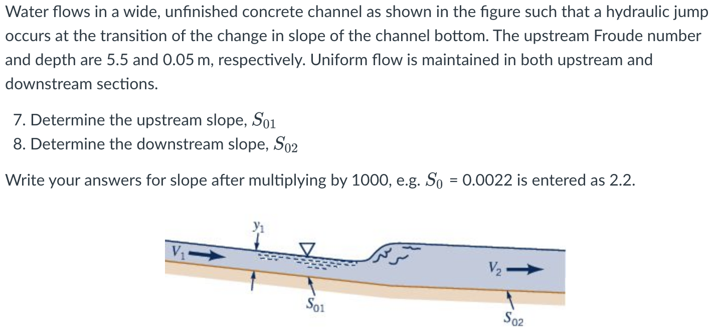 Water Flows In A Wide Unfinished Concrete Channel As Shown In The Figure Such That A Hydraulic Jump Occurs At The Trans 1