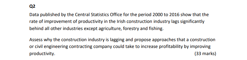 Q2 Data Published By The Central Statistics Office For The Period 2000 To 2016 Show That The Rate Of Improvement Of Prod 1