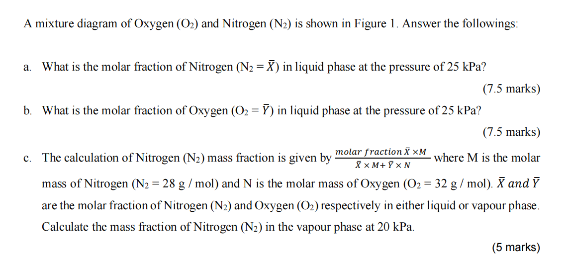 Question 1 Pressure Kpa 45 40 35 30 25 20 15 10 5 0 Bubble Curve Dew Curve 0 0 2 0 4 0 6 0 8 1 Molar Concentration Of 2