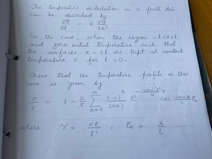The Temperature Distribution In Finite Stal Can Be Described At 0x Case For The And The When The Region I Cxal Zer 1
