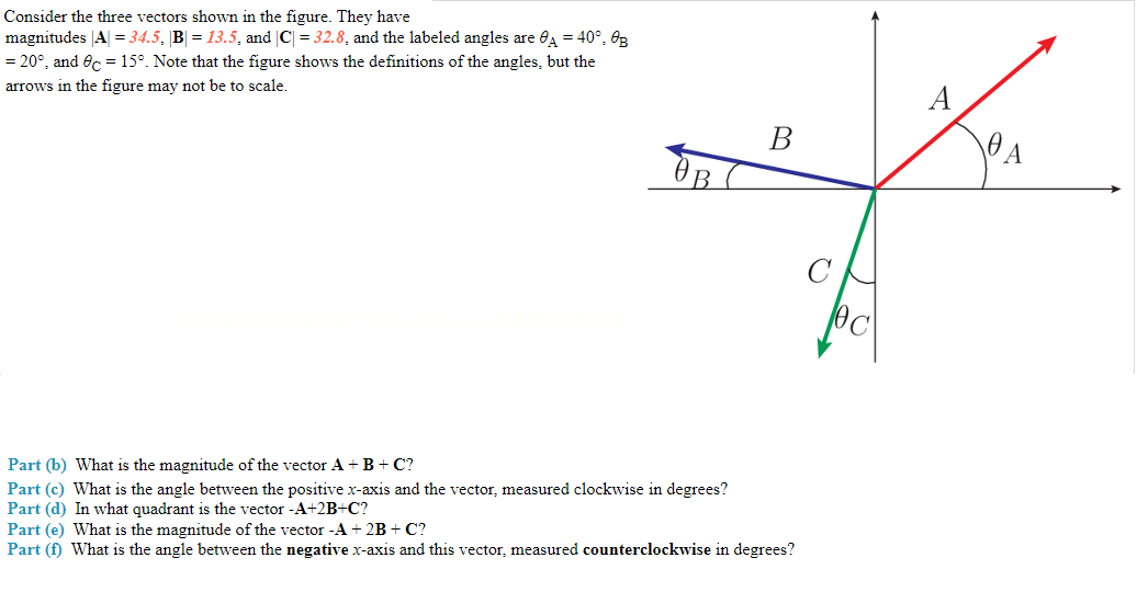 Consider The Three Vectors Shown In The Figure They Have Magnitudes A 34 5 B 13 5 And C 32 8 And The Lab 1