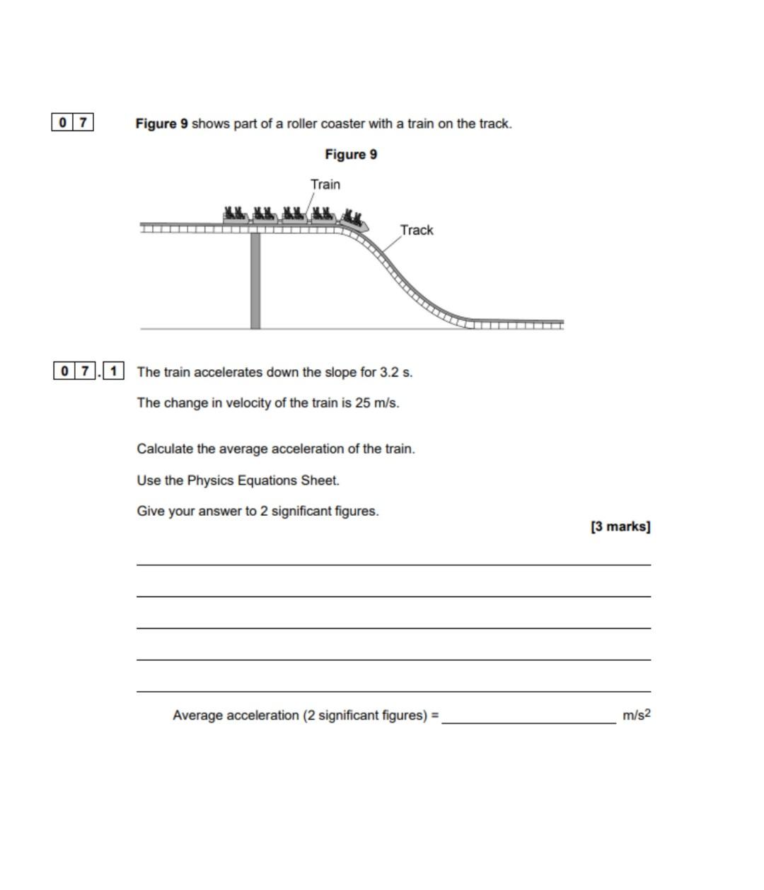 Figure 9 Shows Part Of A Roller Coaster With A Train On The Track Figure 9 Train Track 0 7 1 The Train Accelerates 1