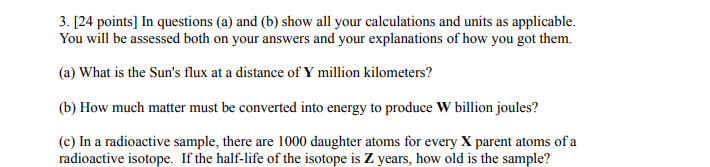 3 24 Points In Questions A And B Show All Your Calculations And Units As Applicable You Will Be Assessed Both On 1