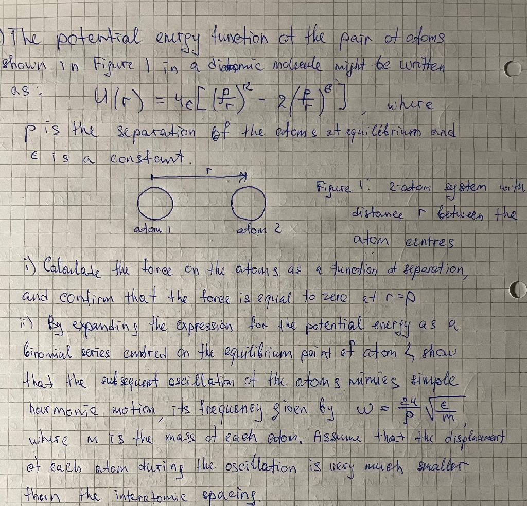 Calculate The Force On The Atoms As A Function Of Separation 1