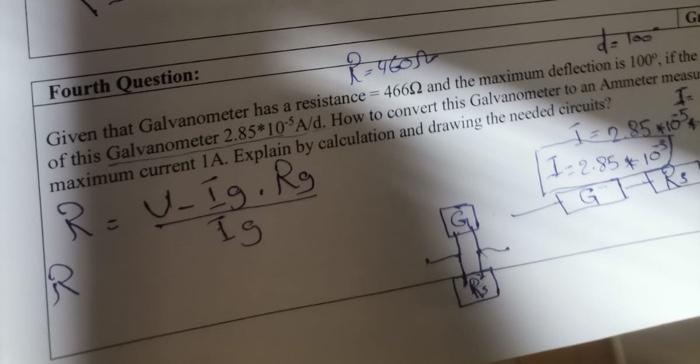 Fourth Question R Yeon G I Given That Galvanometer Has A Resistance 46602 And The Maximum Deflection Is 100 If The 1