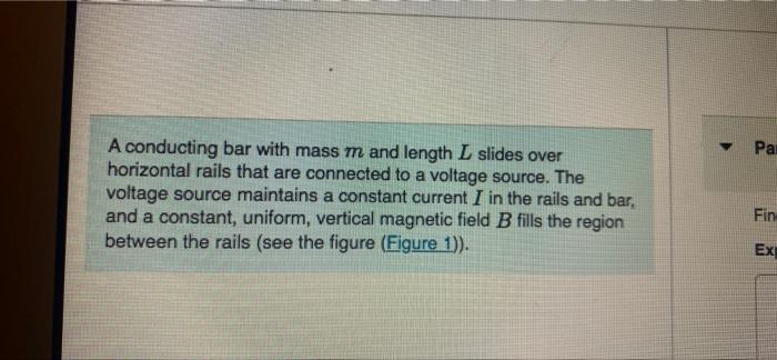 Problem 27 50 Acenduding Bar With Mass And Length Sides Over Honeontal That Are Connected To A Vagn Sou The Voltage Sour 9