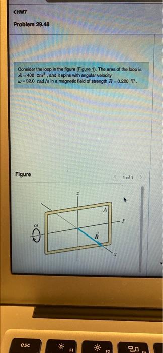 Hw7 Problem 29 48 Consider The Loop In The Figure Figure 1 The Area Of The Loop Is A 400 Cm And It Spins With Angu 1