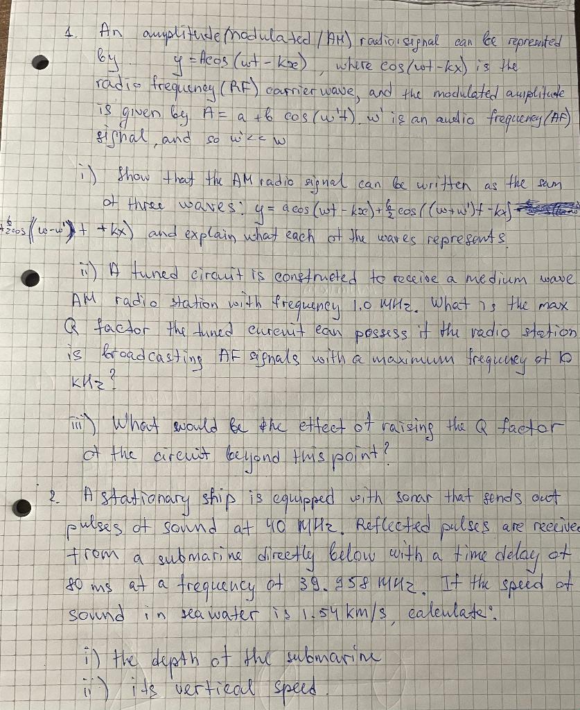 What Is The Maximum Q Factor The Tuned Circuit Can Possess If The Radio Station Please Do All Of The Questions 1