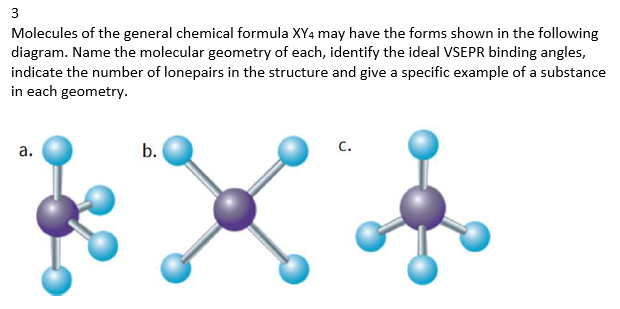 3 Molecules Of The General Chemical Formula Xy4 May Have The Forms Shown In The Following Diagram Name The Molecular Ge 1