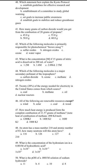 40 Which Statement Best Explain The Kyoto Protocol A Establish Guidelines For Effective Research And Development B Es 1