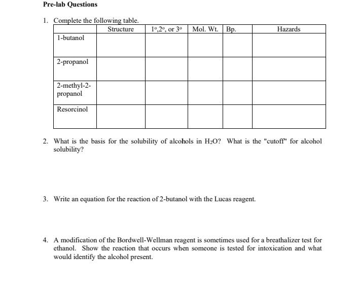 Identification Of Alcohols And Phenols Ref Bettelheim F A Landesberg J A Experiments For Introduction To Organi 4