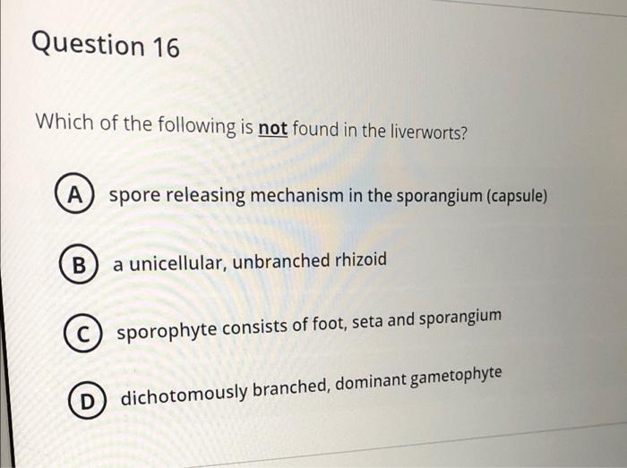 Question 17 Zygote Develop Into Protonema In The Life Cycle Of A Oedogoniian B Chlamydomonas C Volvox C D Chara Que 2
