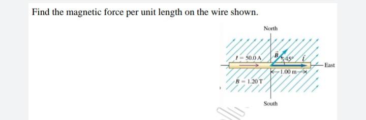 Find The Magnetic Force Per Unit Length On The Wire Shown North 1 50 0 A B 1 20 T South 1 00 M East Q10 A Circular L 1