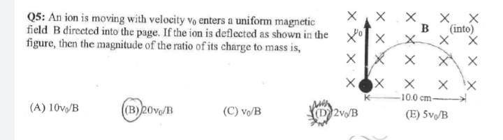 18 A Particle With Charge Q 2 Hc Enters At Point A Into Region With A Uniform Normal Magnetic Field B 0 04t As Shown In 2