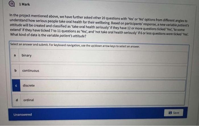 1 Mark In The Project Mentioned Above We Have Further Asked Other 20 Questions With Yes Or No Options From Differen 1