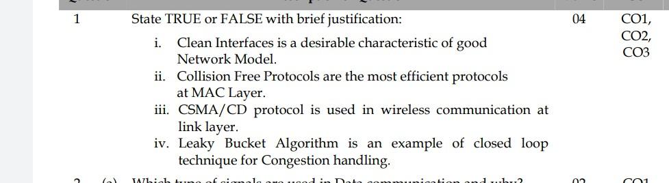 1 04 C01 Co2 Co3 State True Or False With Brief Justification I Clean Interfaces Is A Desirable Characteristic Of Go 1