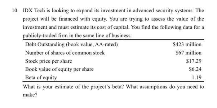 10 Idx Tech Is Looking To Expand Its Investment In Advanced Security Systems The Project Will Be Financed With Equity 1