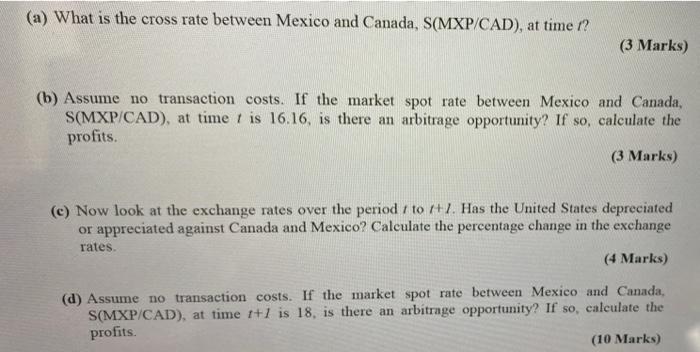 Consider The Exchange Rates Of Canada And Mexico With Respect To The United States Over Period To 1 S Cad Usd S M 2