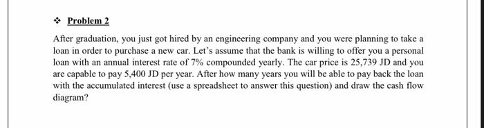 Problem 2 After Graduation You Just Got Hired By An Engineering Company And You Were Planning To Take A Loan In Order 1