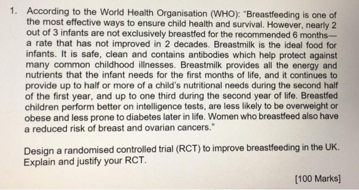 1 According To The World Health Organisation Who Breastfeeding Is One Of The Most Effective Ways To Ensure Child He 1