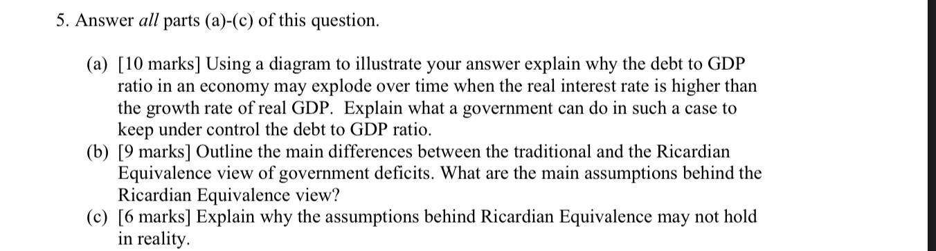 5 Answer All Parts A C Of This Question A 10 Marks Using A Diagram To Illustrate Your Answer Explain Why The D 1