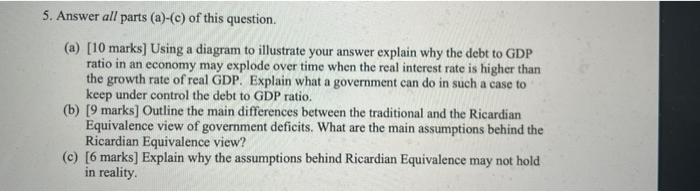 5 Answer All Parts A C Of This Question A 10 Marks Using A Diagram To Illustrate Your Answer Explain Why The D 2