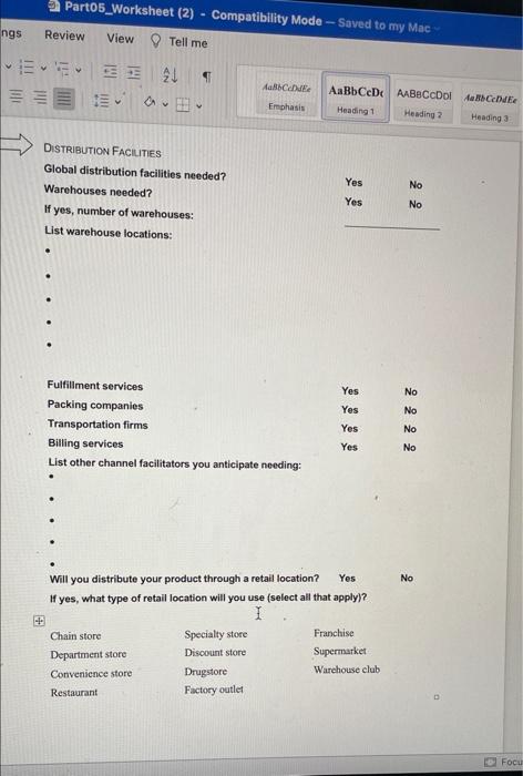Abbcebe Llll Emphasis Aabbccdol Heading 2 Heading 1 Part 5 Distribution Decisions Worksheet Method Preferred Distr 3