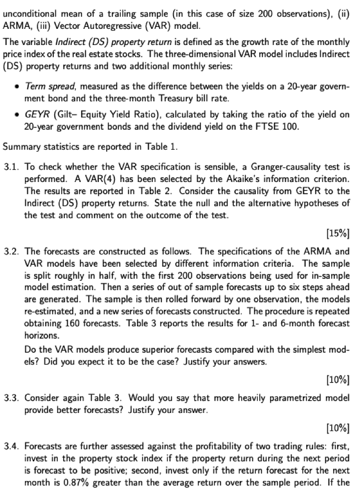 Unconditional Mean Of A Trailing Sample In This Case Of Size 200 Observations Ii Arma Iii Vector Autoregressive 1