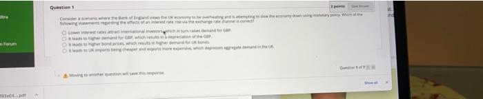 Hra Form 19304 Pat Question 1 2 Points It Consider A Scenario Where The Bank Of England Views The Uk Economy To Be Ov 1