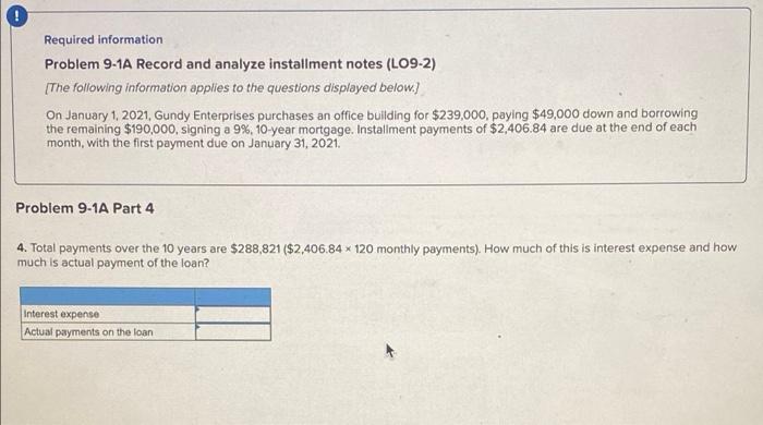 Required Information Problem 9 1a Record And Analyze Installment Notes Lo9 2 The Following Information Applies To Th 1