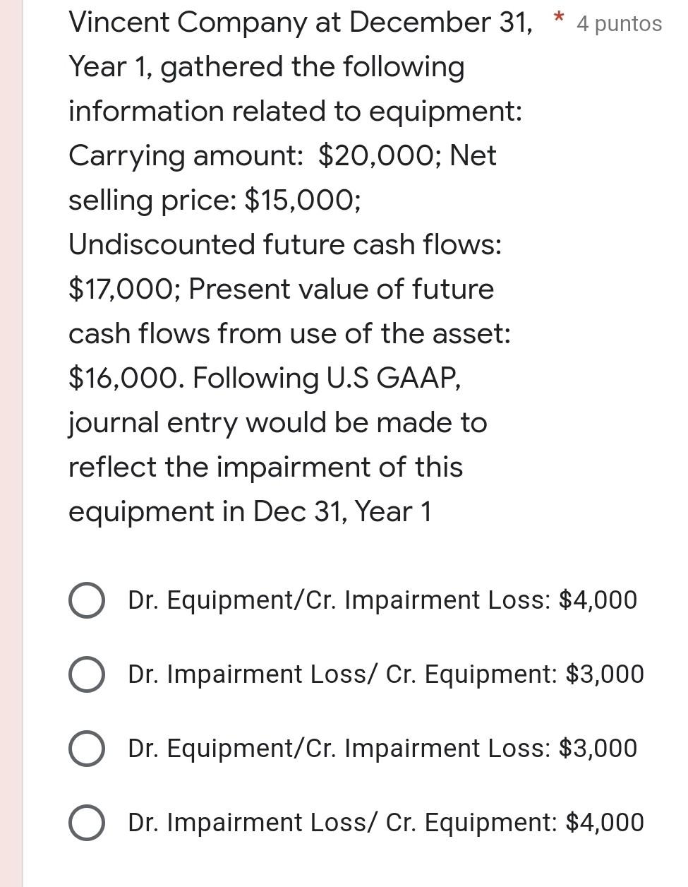 Vincent Company At December 31 4 Puntos Year 1 Gathered The Following Information Related To Equipment Carrying Amo 1