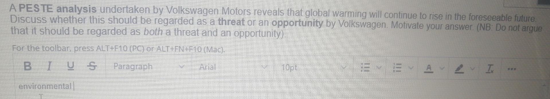 A Peste Analysis Undertaken By Volkswagen Motors Reveals That Global Warming Will Continue To Rise In The Foreseeable Fu 1