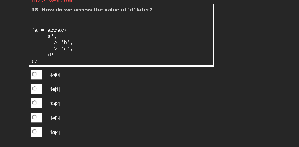 14 What Value Is Printed For A Below Php A 1 Function Test Echo A A Test 1 2 C 3 No Value 2