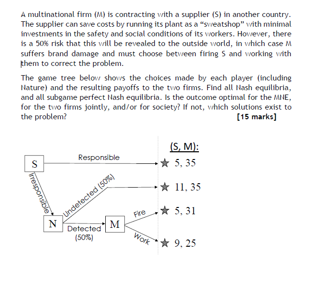 A Multinational Firm M Is Contracting With A Supplier S In Another Country The Supplier Can Save Costs By Running I 1