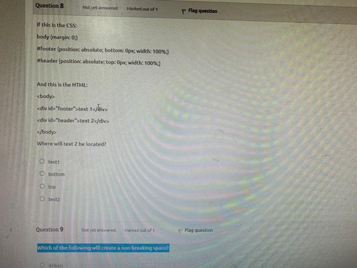 Meta Tag Can Be Defined In The Chead Tag Select One True O False Question 7 Not Yet Answered Marked Out Of 1 P Flag 3