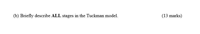 B Briefly Describe All Stages In The Tuckman Model 13 Marks 1
