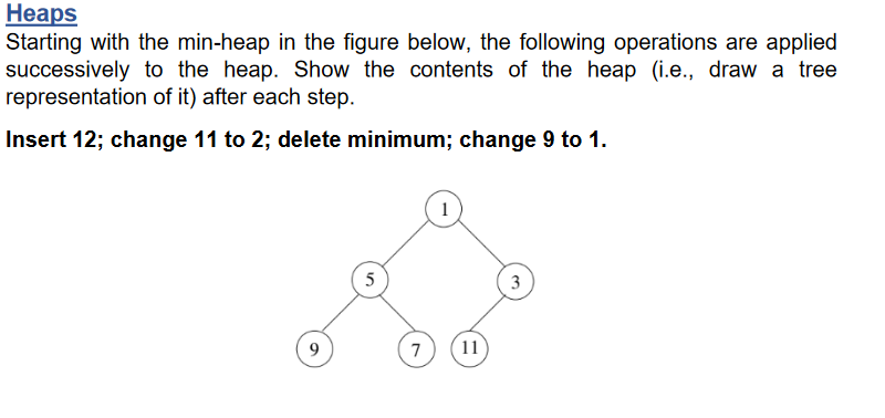 Heaps Starting With The Min Heap In The Figure Below The Following Operations Are Applied Successively To The Heap Sho 1