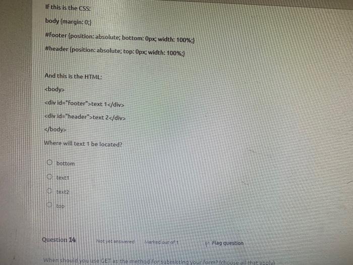 Question 11 Not Yet Answered Marked Out Of 1 P Flag Question The Href Attribute In The Link Tag Specifies The O Hypertex 2