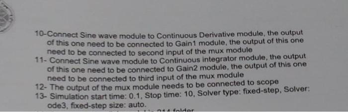 10 Connect Sine Wave Module To Continuous Derivative Module The Output Of This One Need To Be Connected To Gain1 Module 1