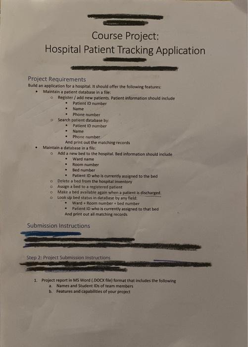 Course Project Hospital Patient Tracking Application Project Requirements Build An Application For A Hospital It Shoul 1