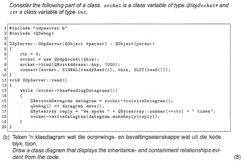 Consider The Following Part Of A Class Socket Is A Class Variable Of Type Qudp Socket And Ctr A Class Variable Of Type 1