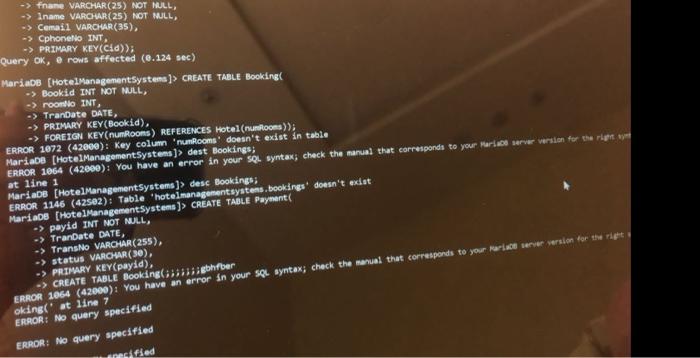Type Help Or H For Help Type C To Clear The Current Input Statement Mariadb None Use Hotelmanagement Sys 3
