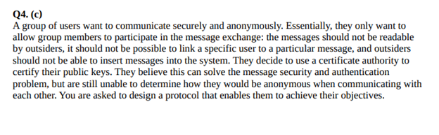 Q4 C A Group Of Users Want To Communicate Securely And Anonymously Essentially They Only Want To Allow Group Member 1