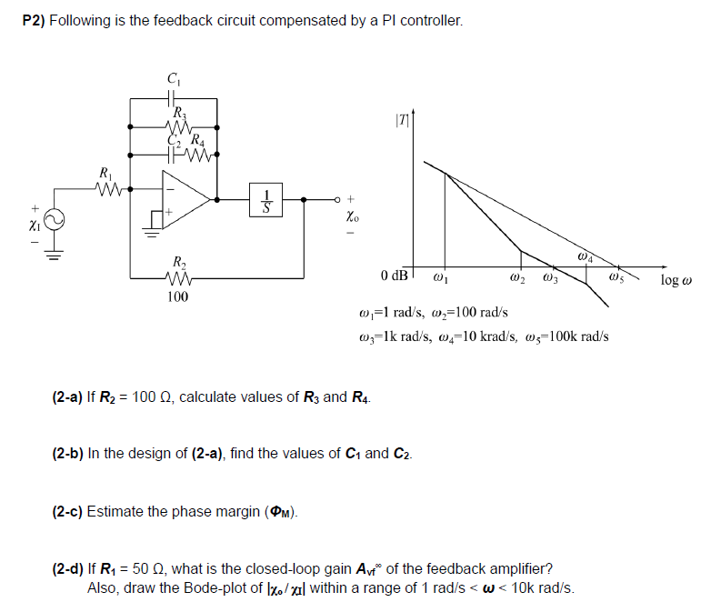 P2 Following Is The Feedback Circuit Compensated By A Pi Controller C R C R Hfww Xi R 0 Db 005 0 100 1 Rad 1