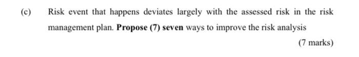 C Risk Event That Happens Deviates Largely With The Assessed Risk In The Risk Management Plan Propose 7 Seven Ways 1